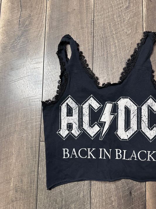 AC/DC Crop Lace Trim Tank Top
