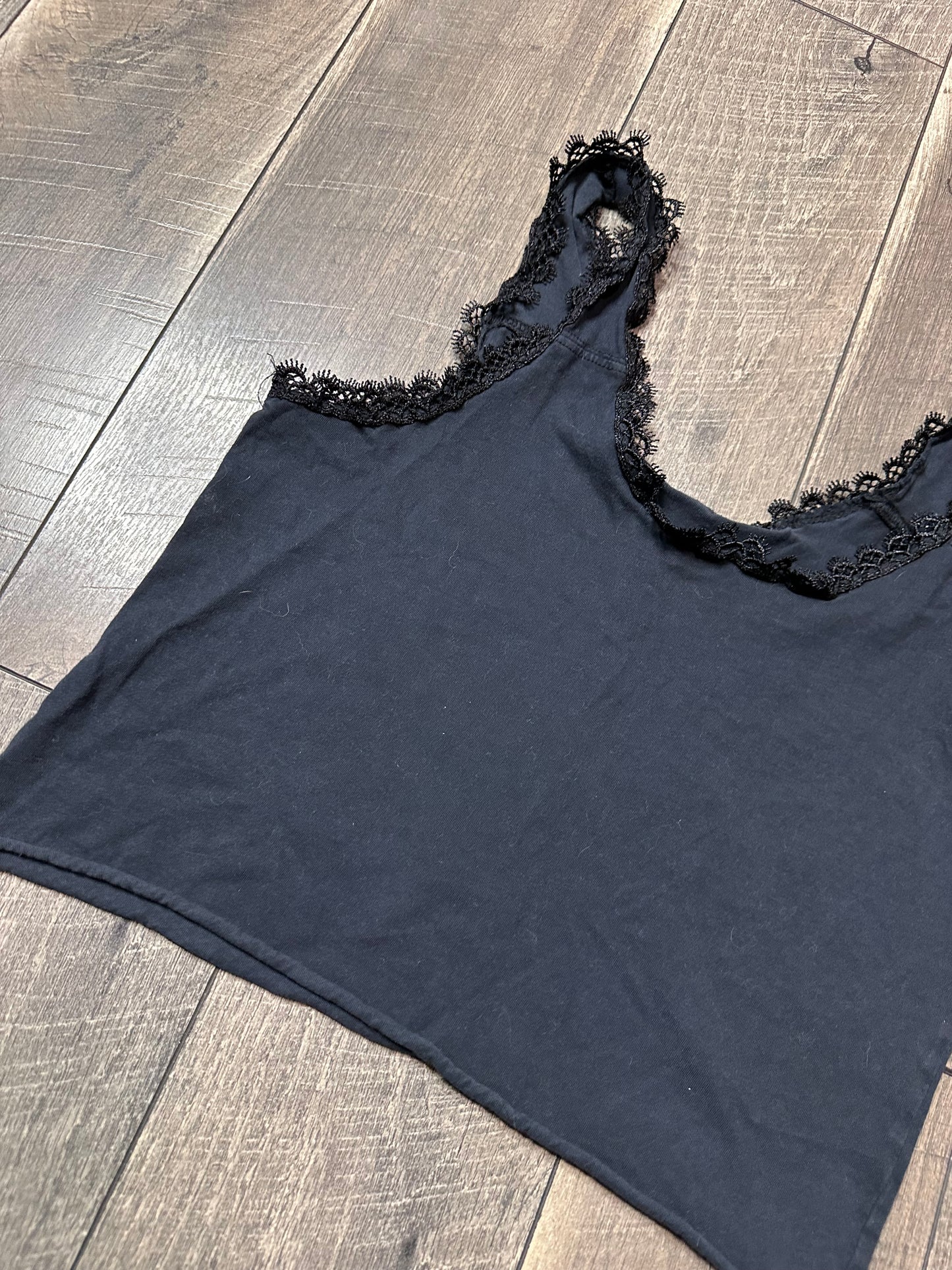 AC/DC Crop Lace Trim Tank Top