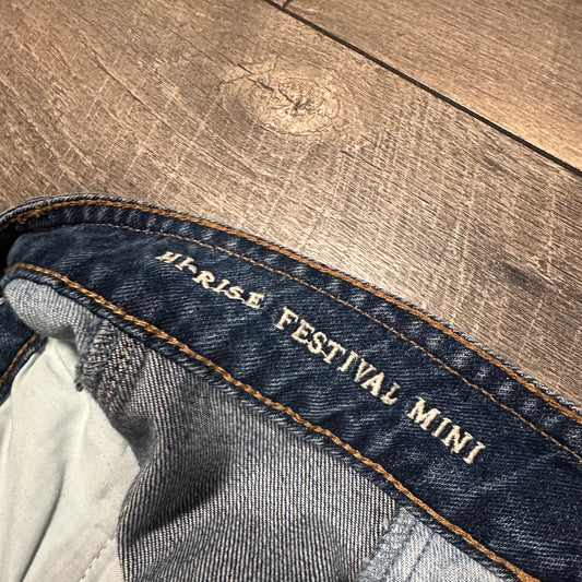 American Eagle Denim Patchwork Mini Skirt