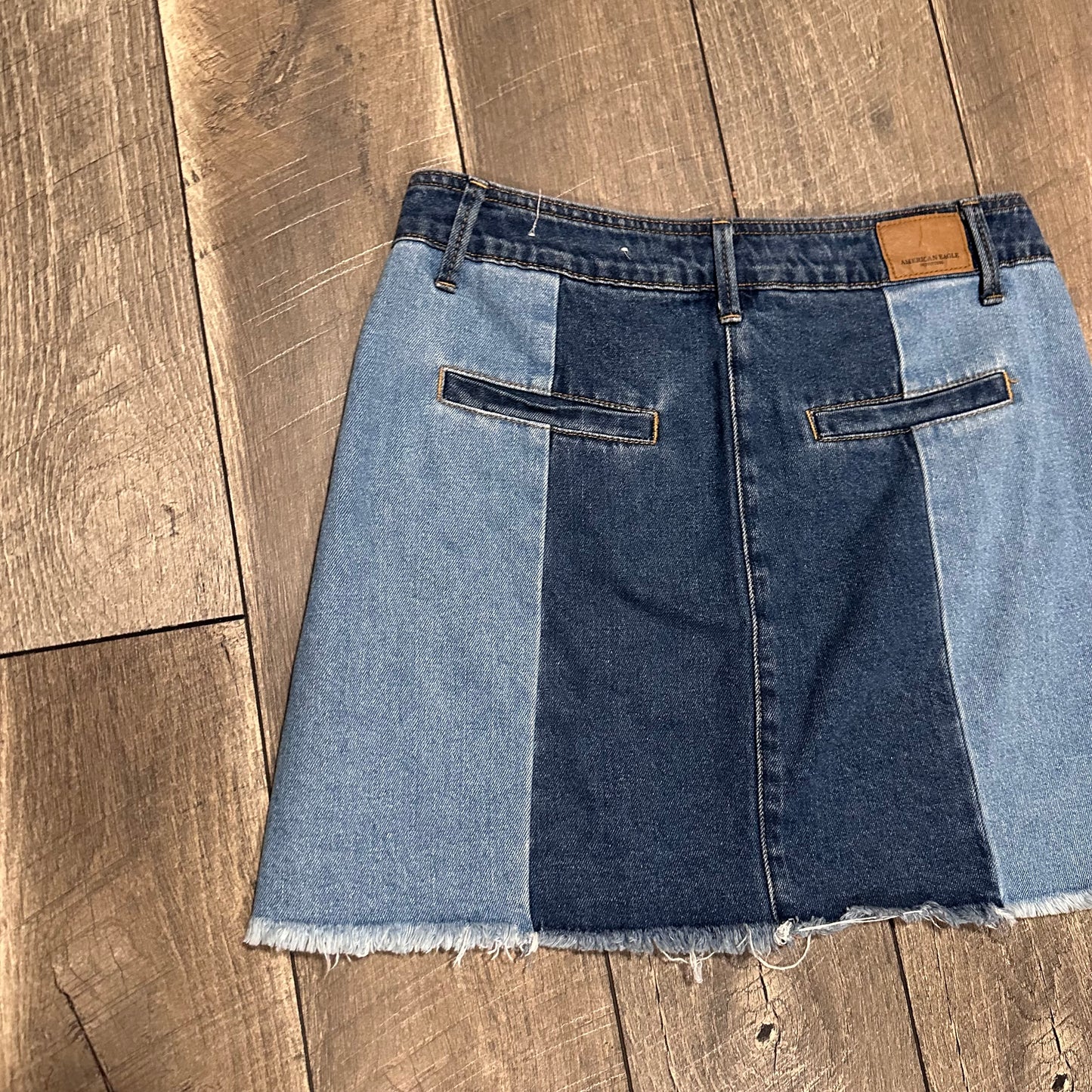 American Eagle Denim Patchwork Mini Skirt