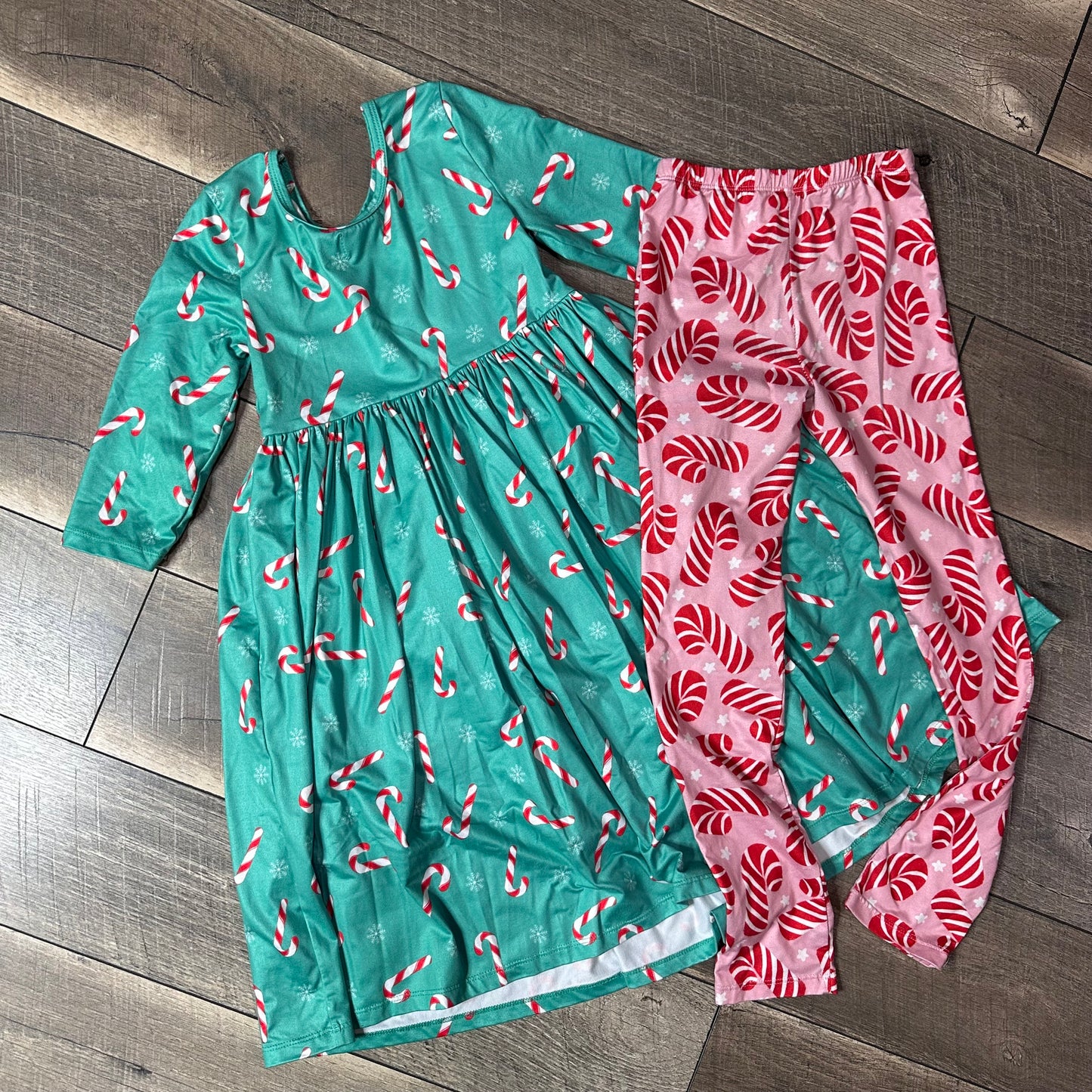 Mila & Rose Candy Cand Dress + Leggings Outfit