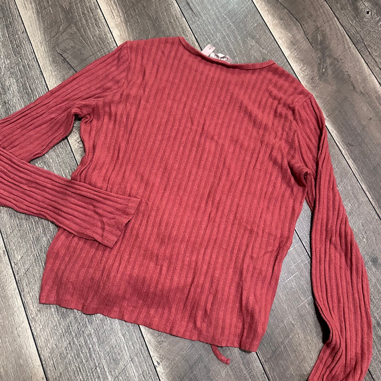 Willow + Root Waffleknit Cinch Tie Front Buttery Soft Sleeve