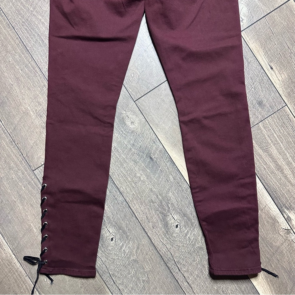 Good American Good Legs Maroon Mid Rise Skinny Jeans