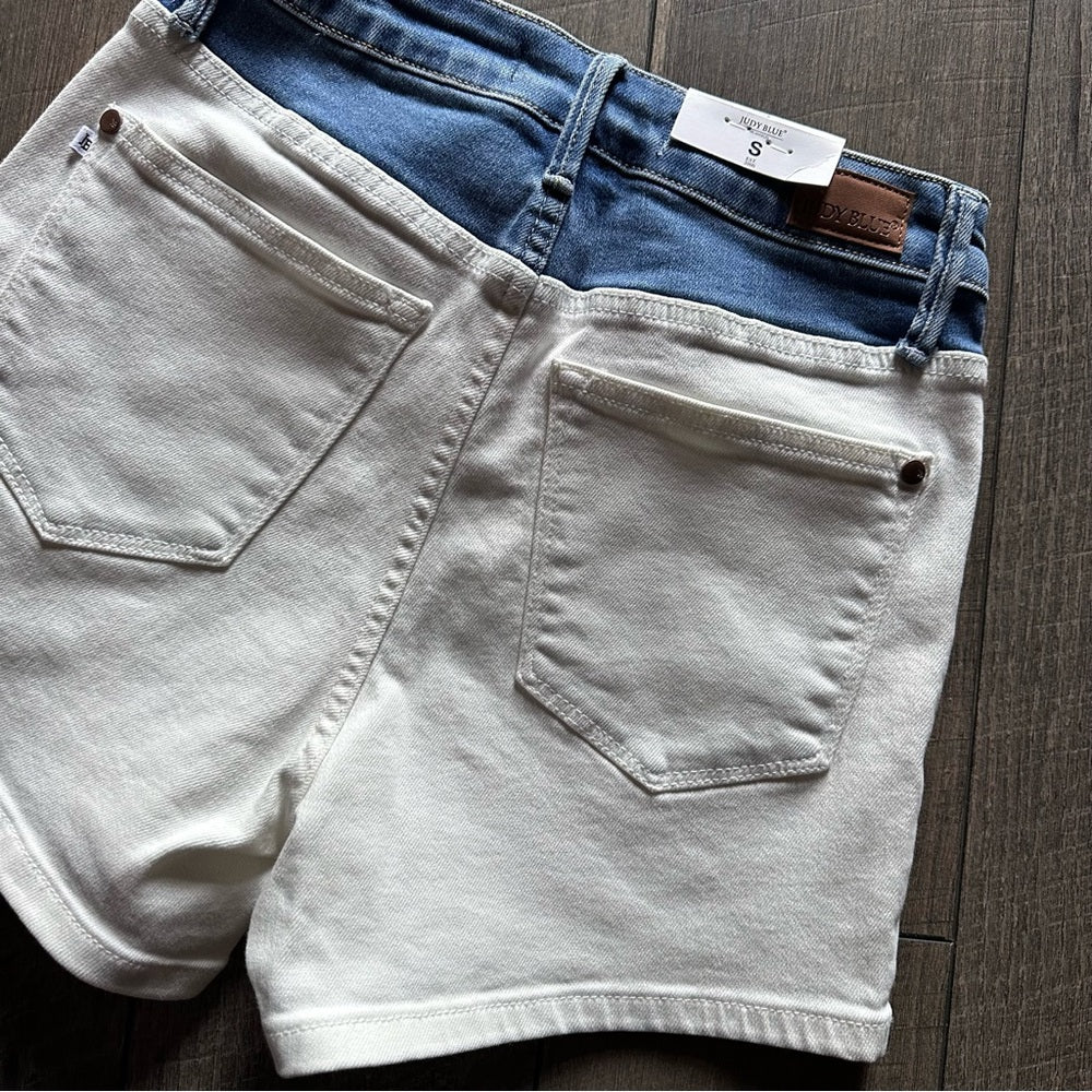 Judy Blue Two-Tone Hi Rise Shorts