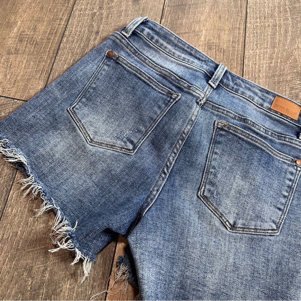 Judy Blue Hi Rise Raw Hem Shorts