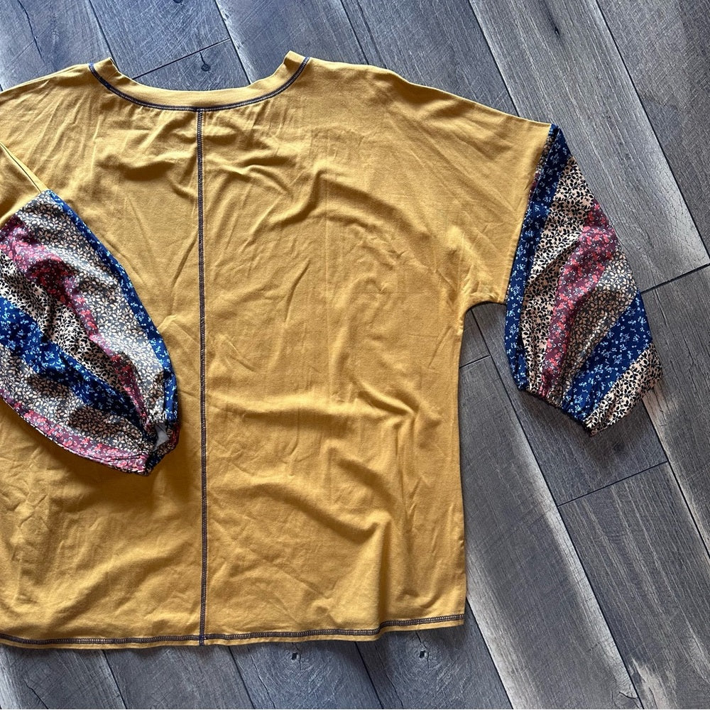 Belle Boho by Kim Graver Mustard Floral Long Sleeve Top