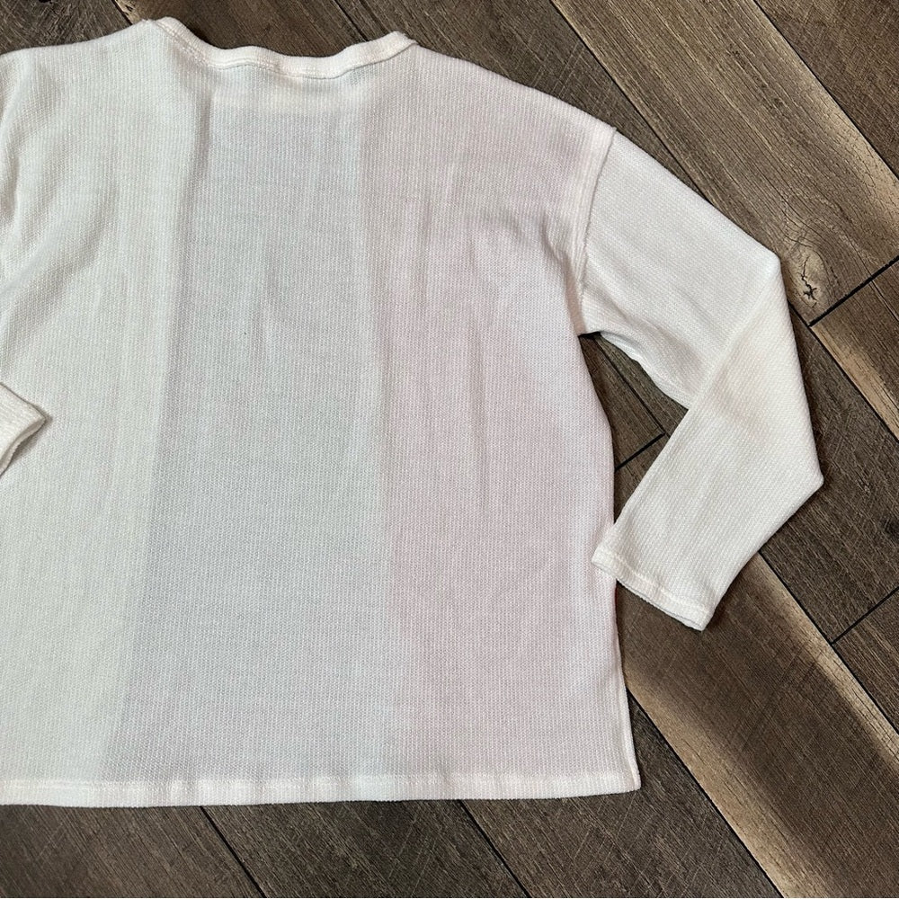 Like Love Waffleknit Color Block Long Sleeve