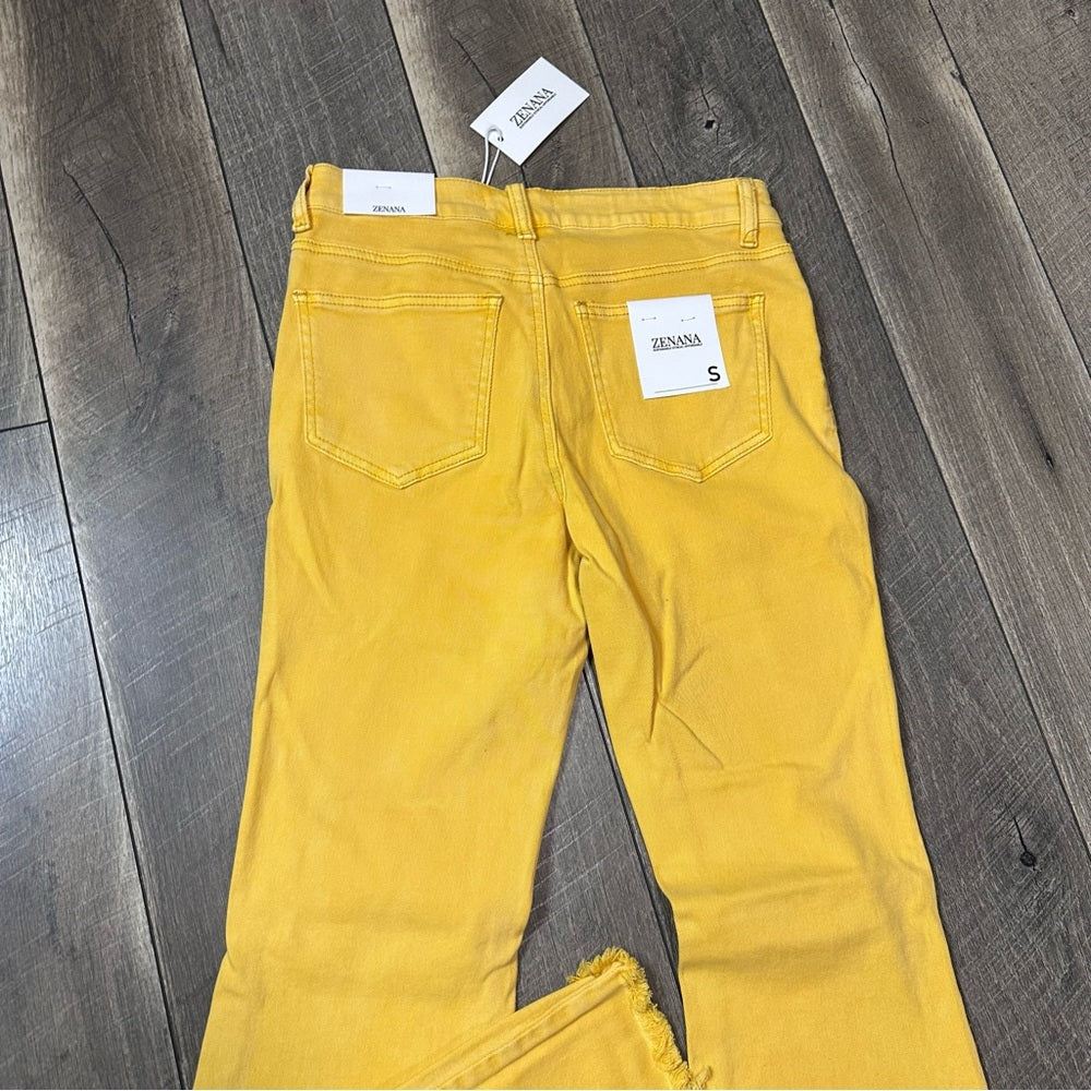 Zenana Yellow Hi Rise Flares