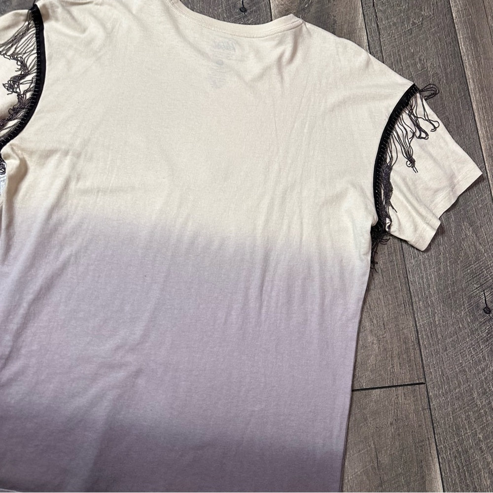 Pabst Ombre Fringe Short Sleeve Top