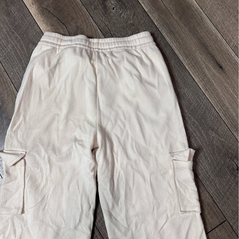 Love Poem Cream Cargo Ribbed Wide Leg Pants