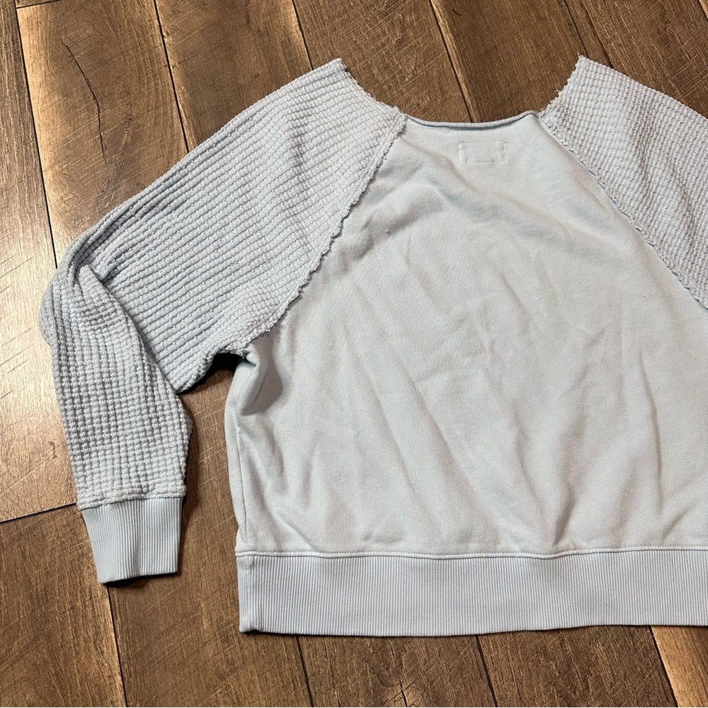 American Eagle Baby Blue Off Shoulder Pullover