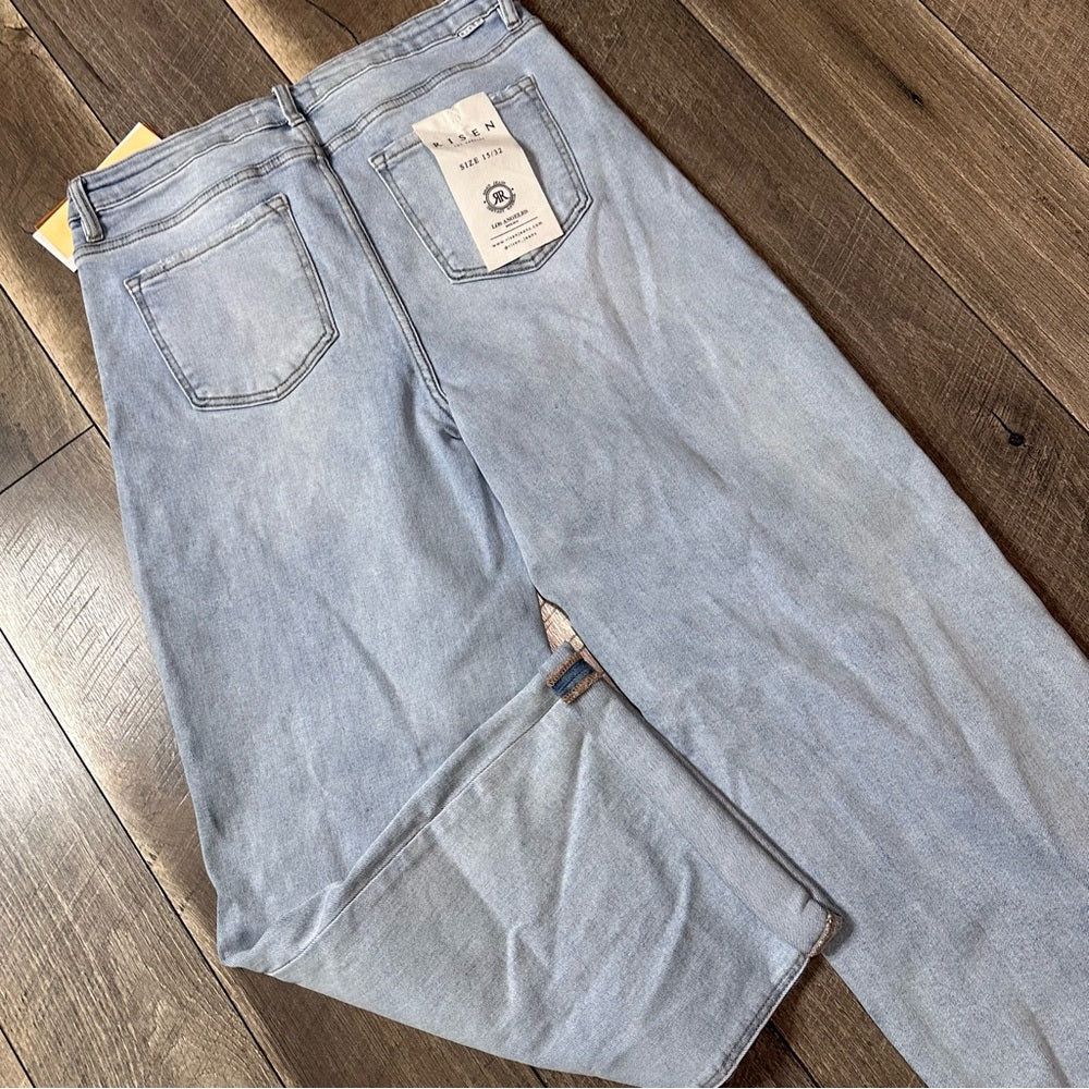 Risen Hi Rise Wide Leg Jeans
