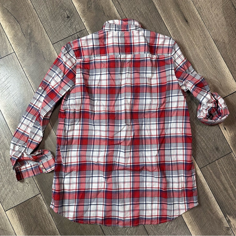 Gap Plaid 1/2 Button Pullover Top