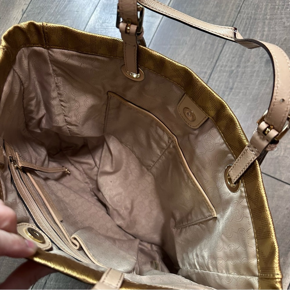 Michael Kors Metallic Gold Logo Tote Bag
