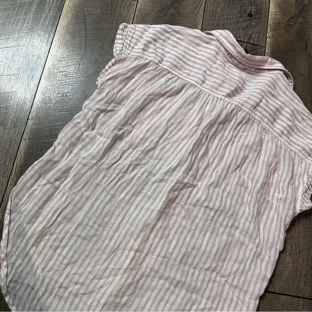 American Eagle Baby Pink Striped Button Down
