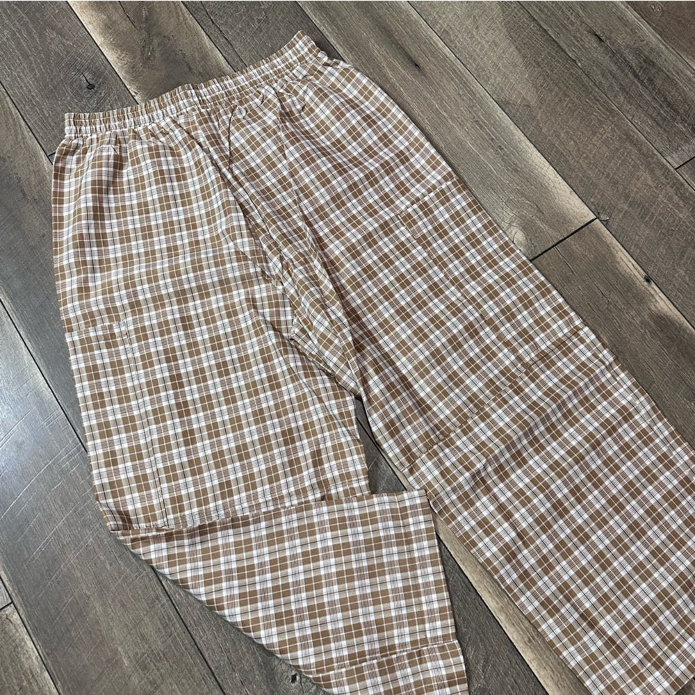 So Me Lightweight Plaid Cargo Wide Leg Pant