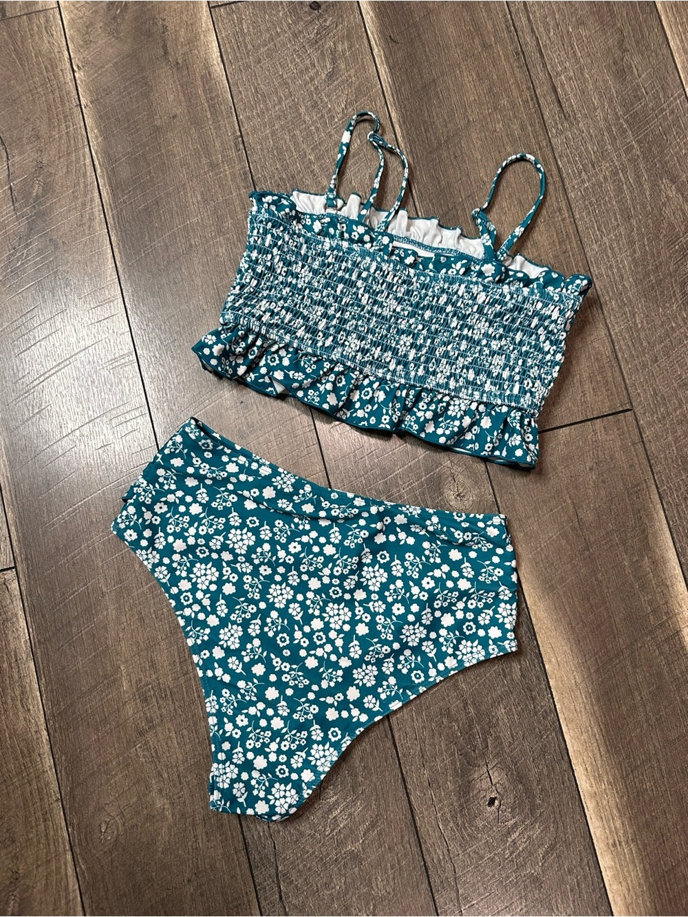 Unbranded Smocked Ruffle Floral Bikini
