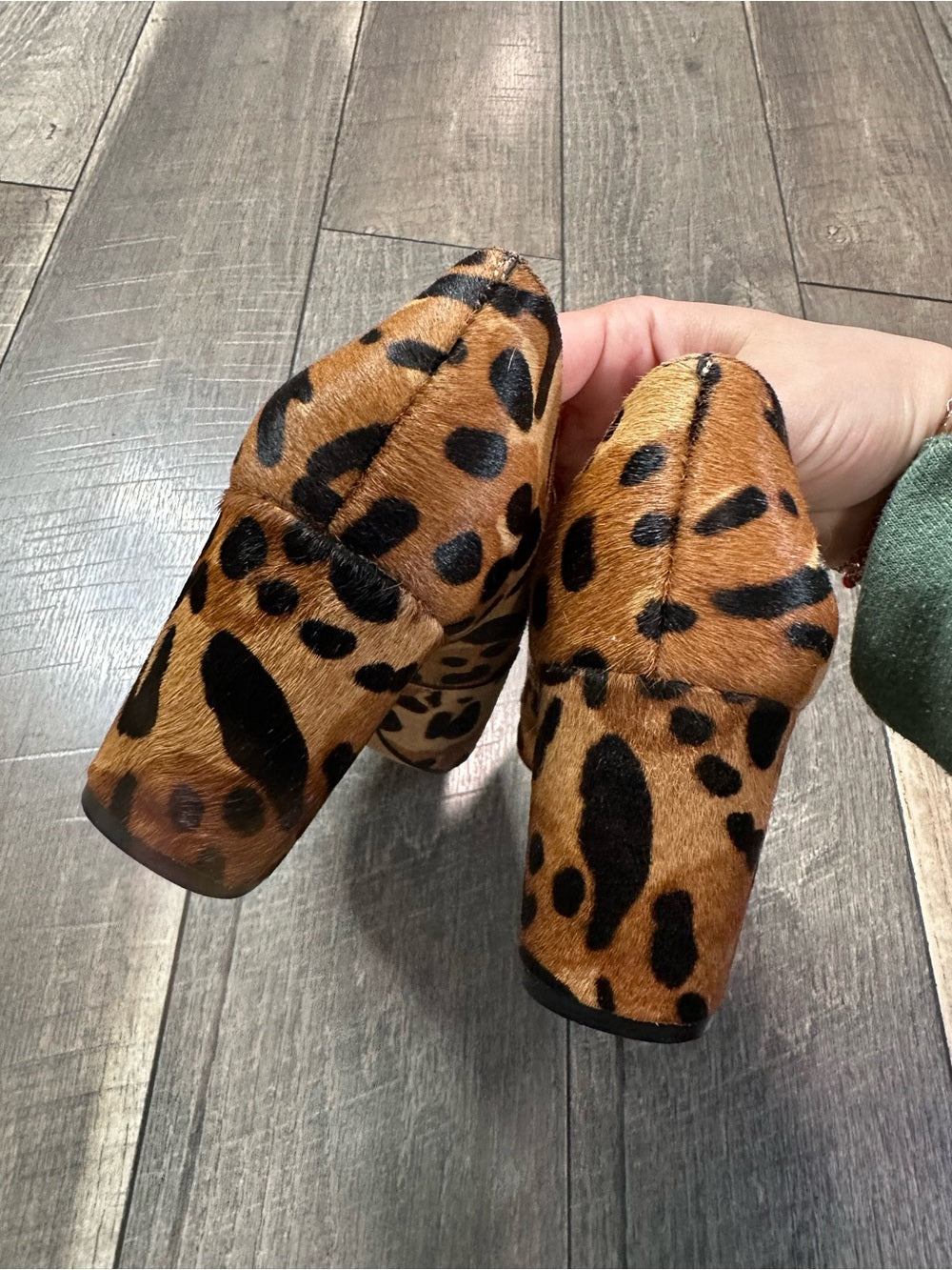 Vince Camuto Frittam Leopard Print Calf Hair Block Heels
