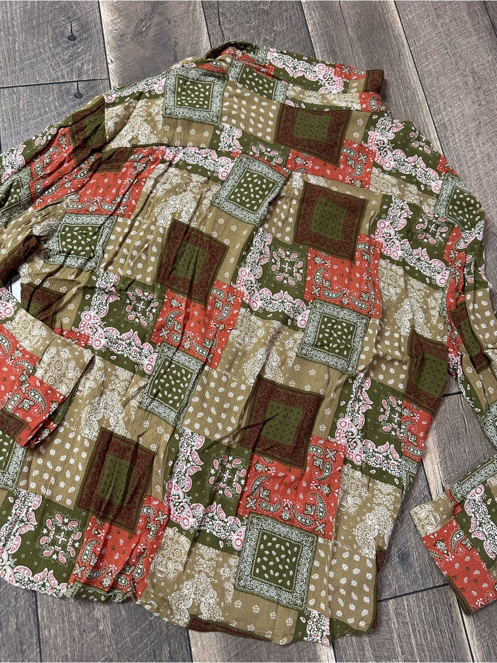 BKE Boyfriend Fit Patchwork Button Down