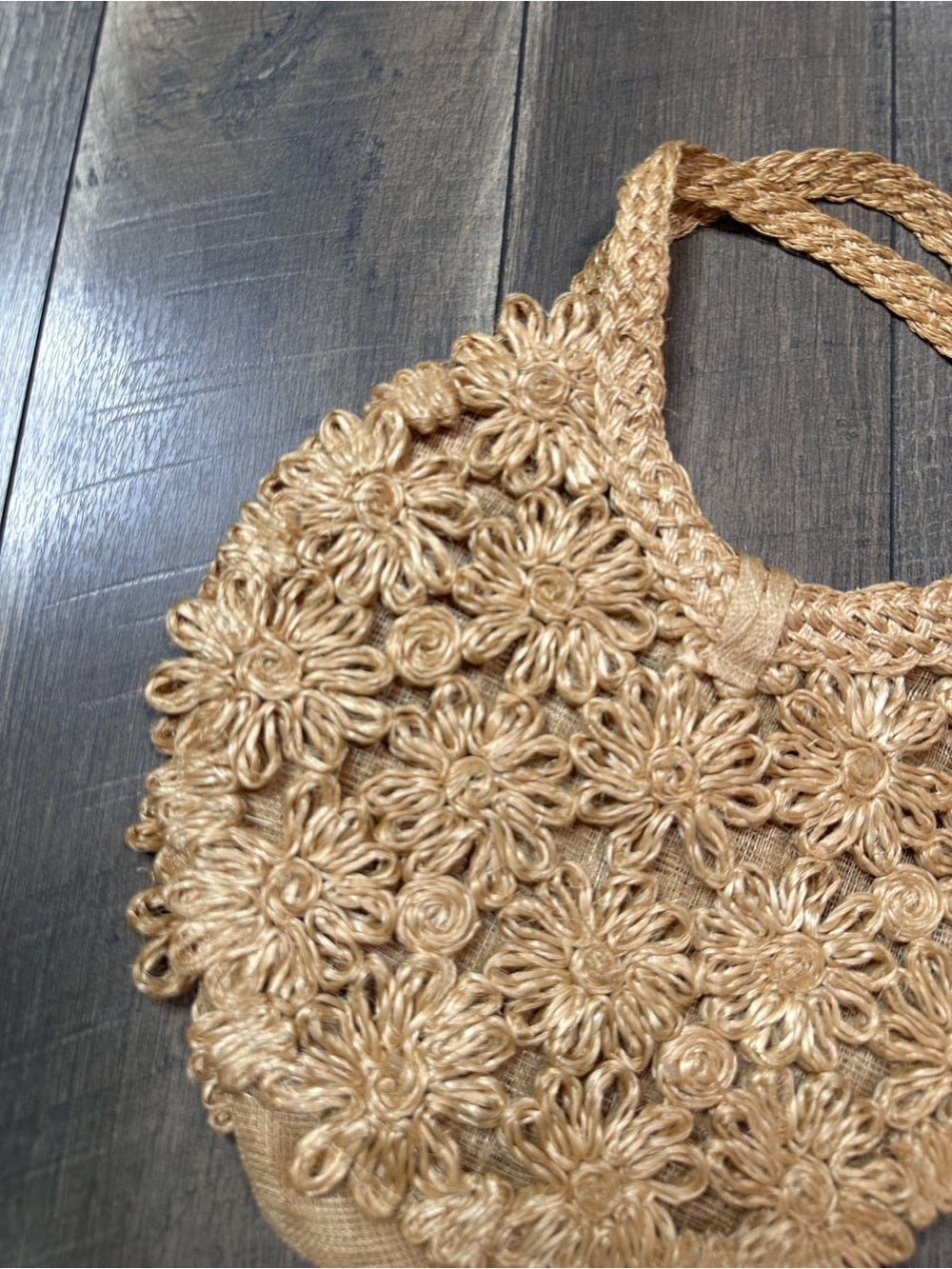 Handwoven Jute Daisy Small Shoulder Bag