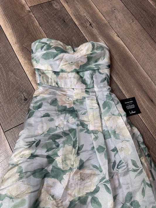 Lulus Exceptional Sight Light Blue Floral Lace-Up Strapless Maxi Dress (new with tags)