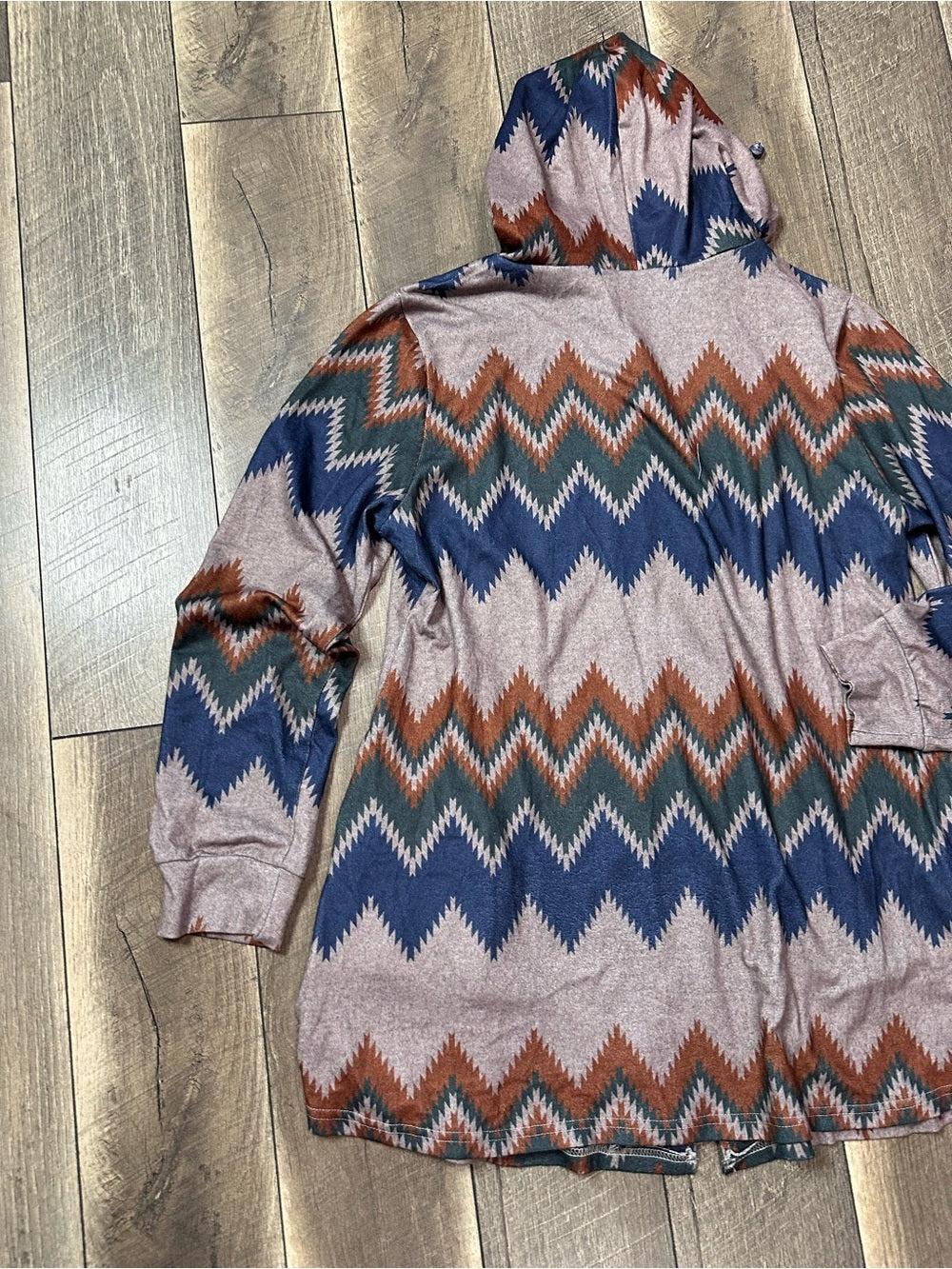Miusey Aztec Long Hooded Zip Up