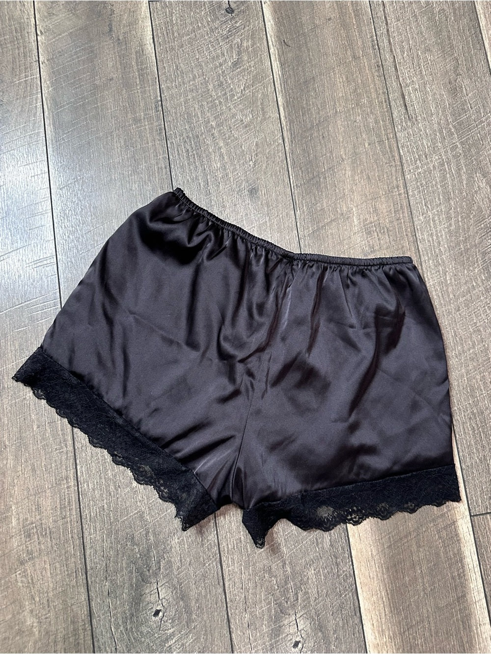 Musera Elastic Waist Satin Lace Shorts