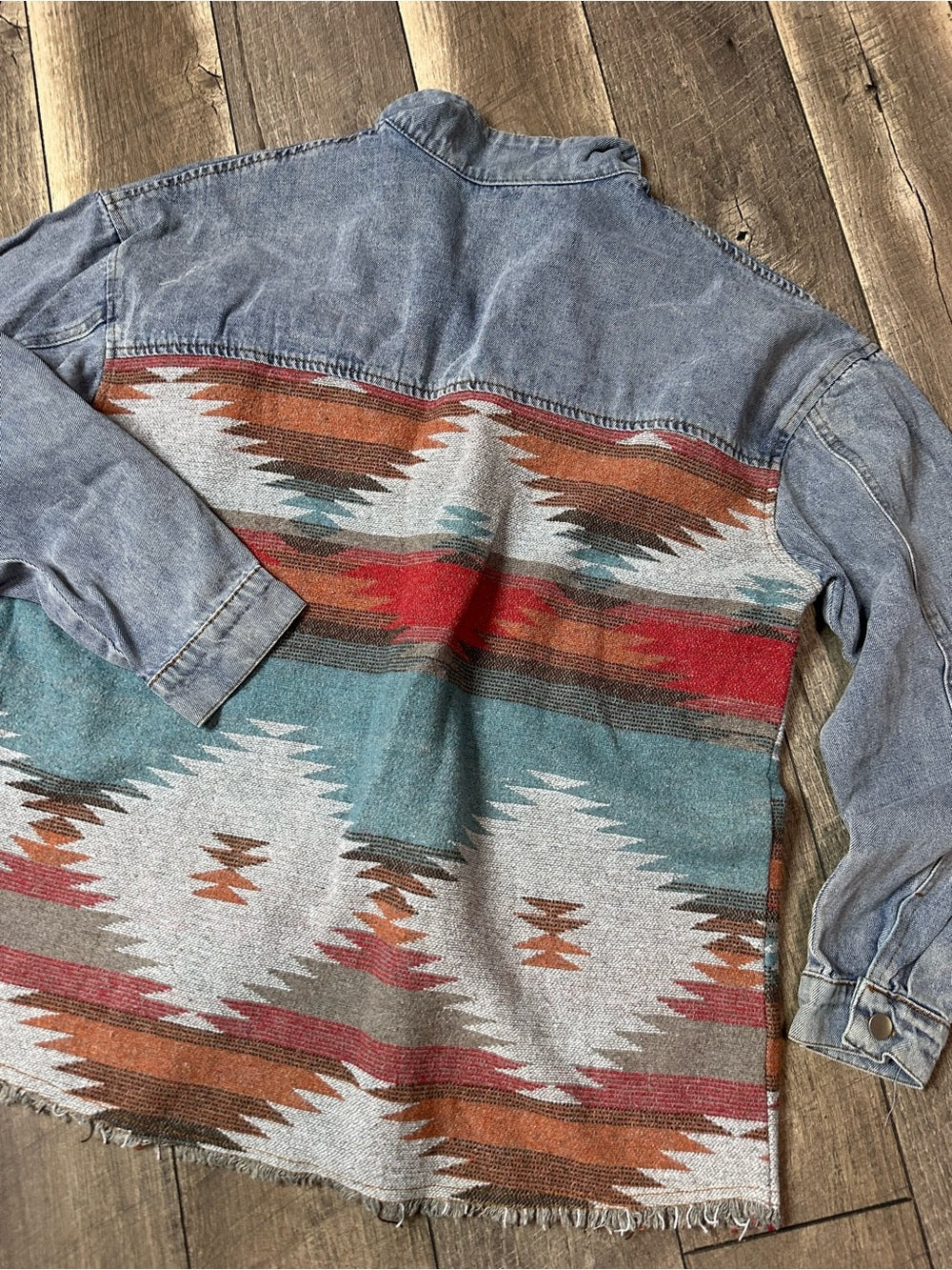 Unbranded Aztec Denim Button Down Jacket