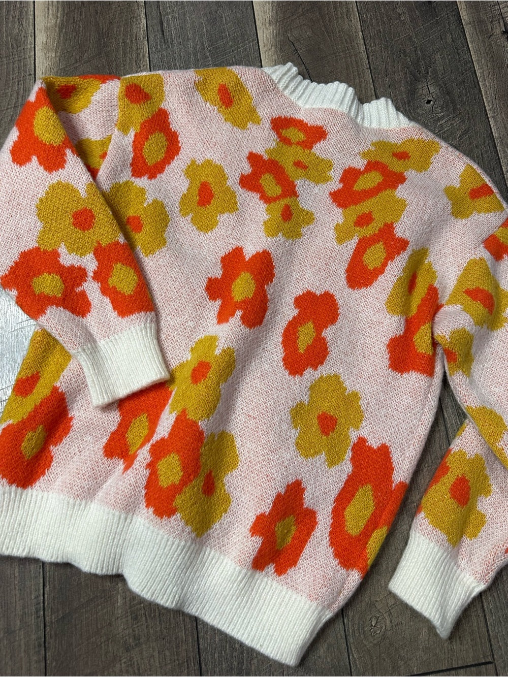 Miss Sparkling Floral Button Down Sweater