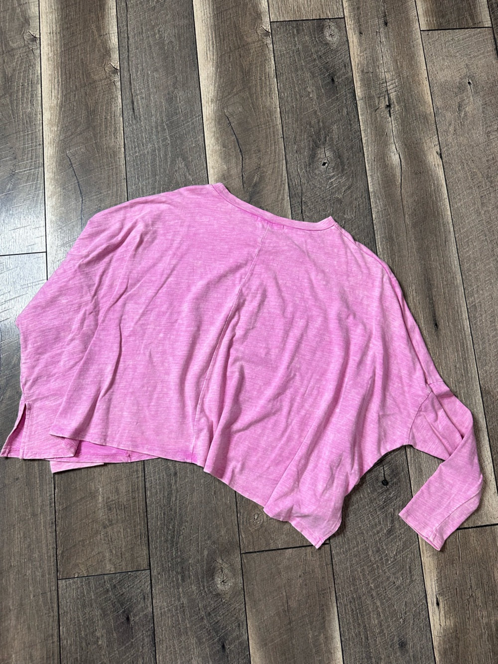 Peach Love Acidwash Oversized Long Sleeve Top