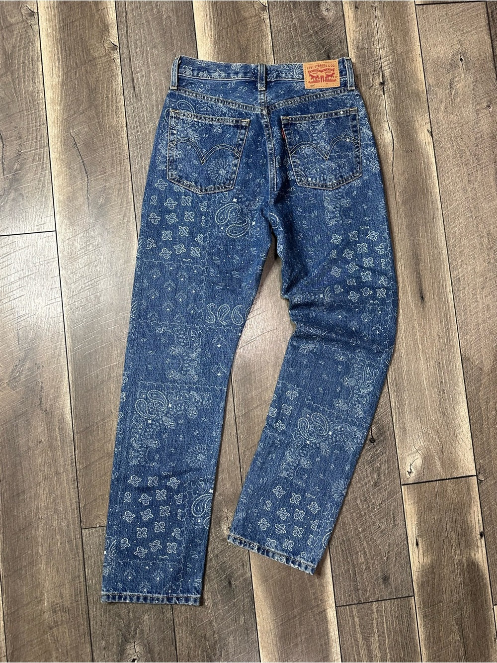 Levi’s 501 Paisley Printed Buttonfly Straight Leg Jeans