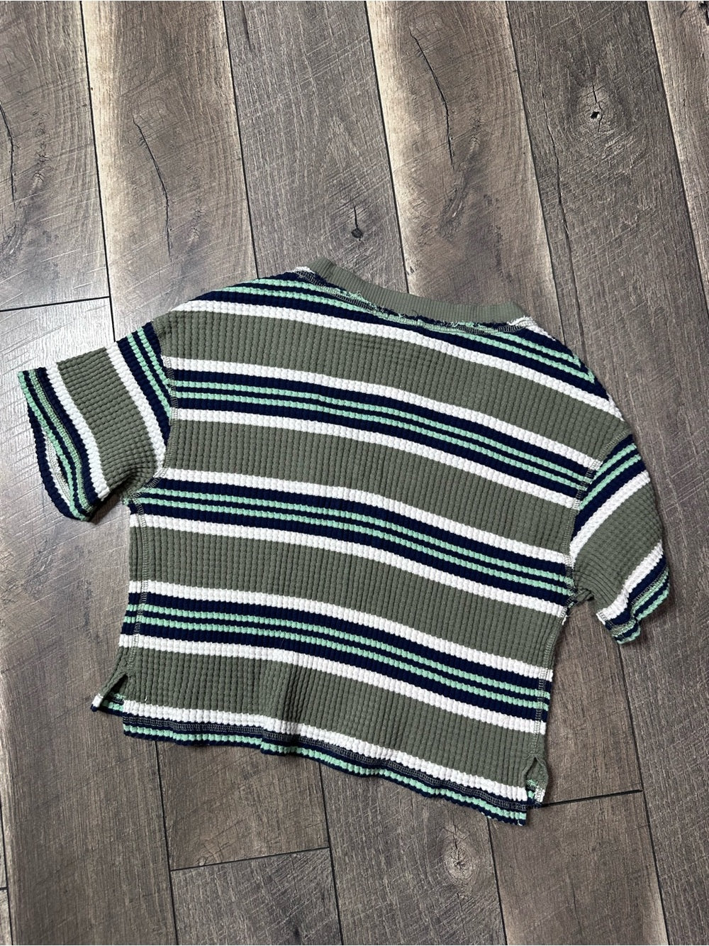 Offline Aerie Striped Short Sleeve V Neck Top