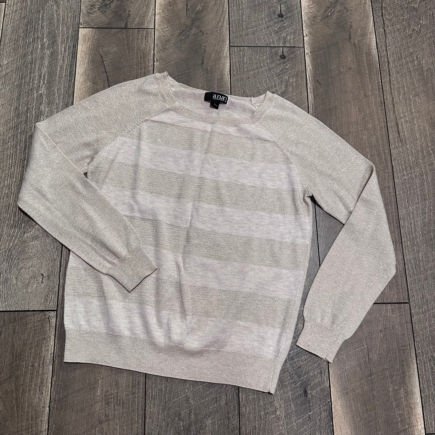 A.n.a Striped Metallic Glitter Lightweight Sweater
