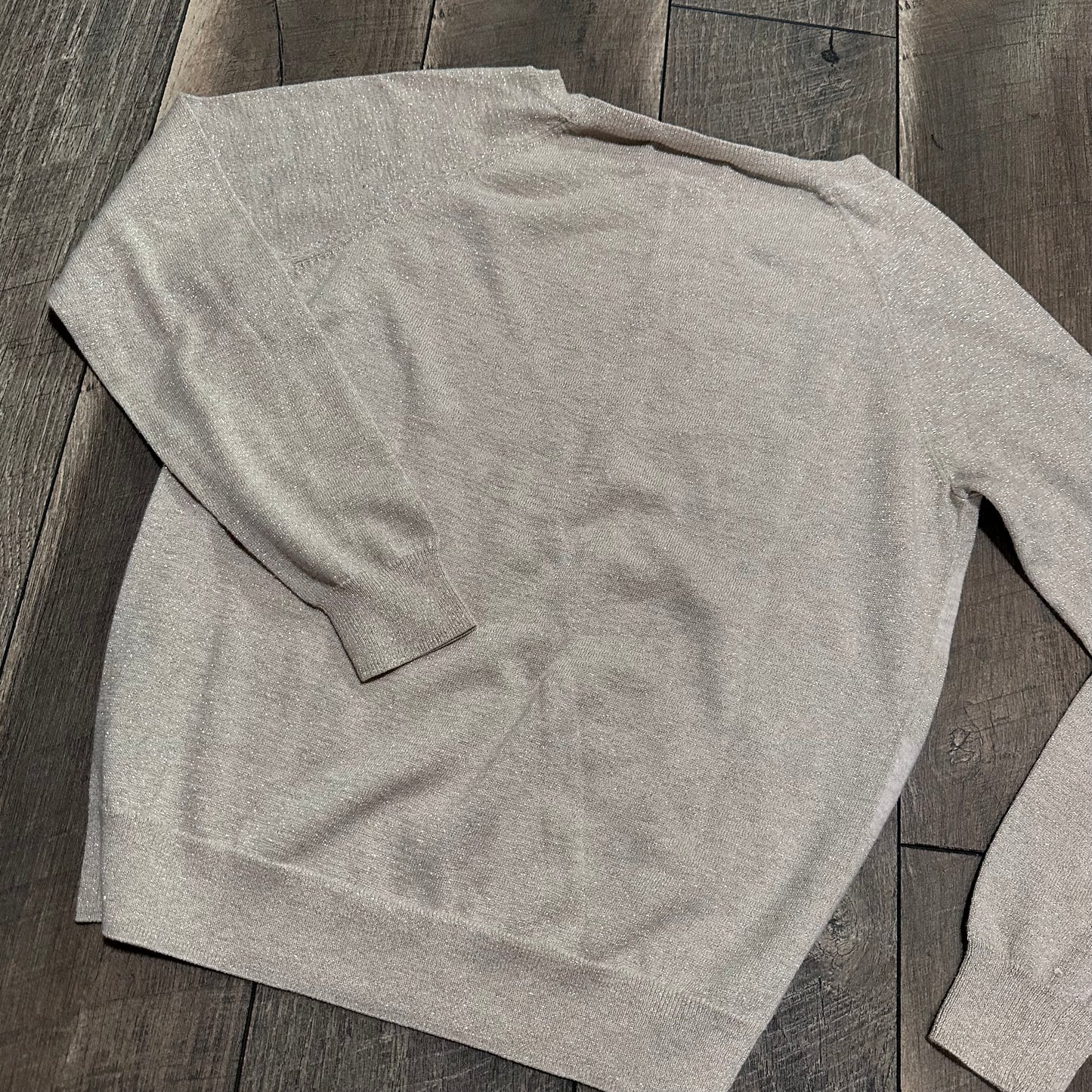 A.n.a Striped Metallic Glitter Lightweight Sweater