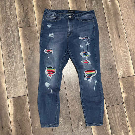 Judy Blue Multicolor Distressed Skinny Fit Jeans