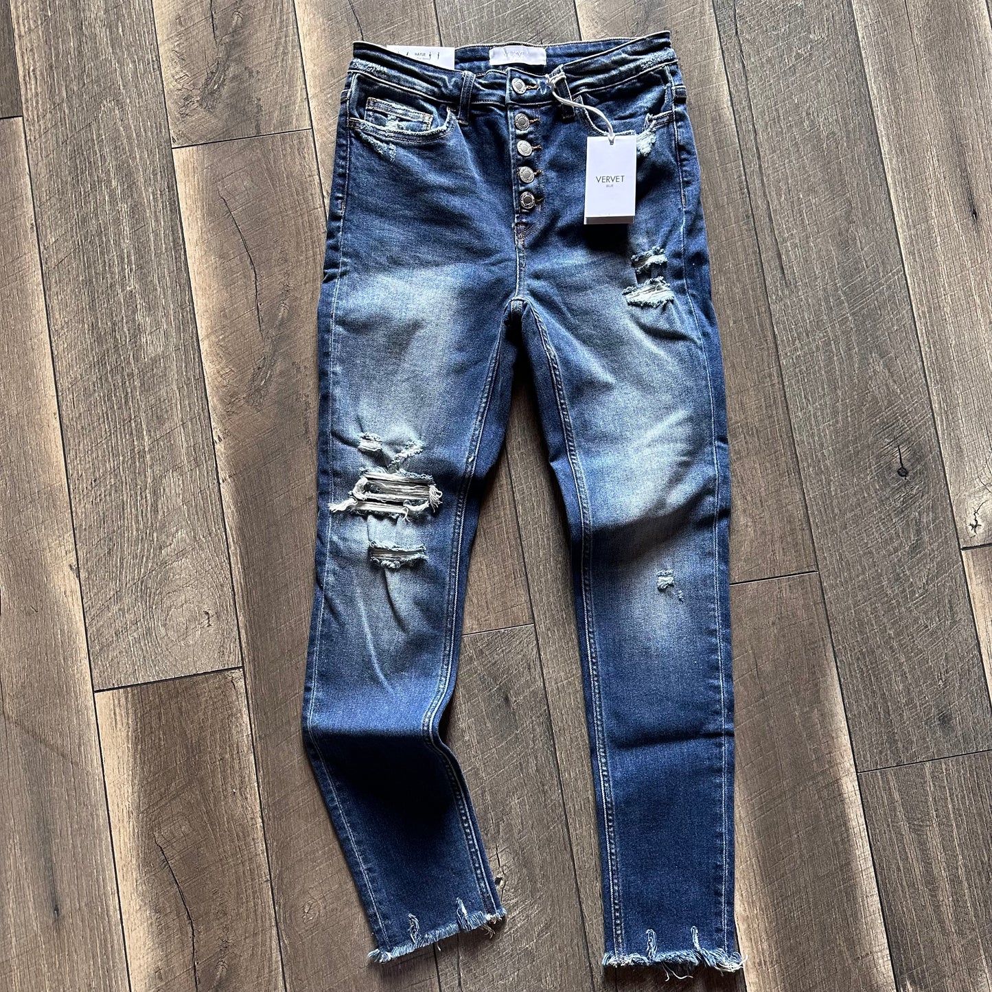 Vervet Buttonfly Distressed Skinny Jeans