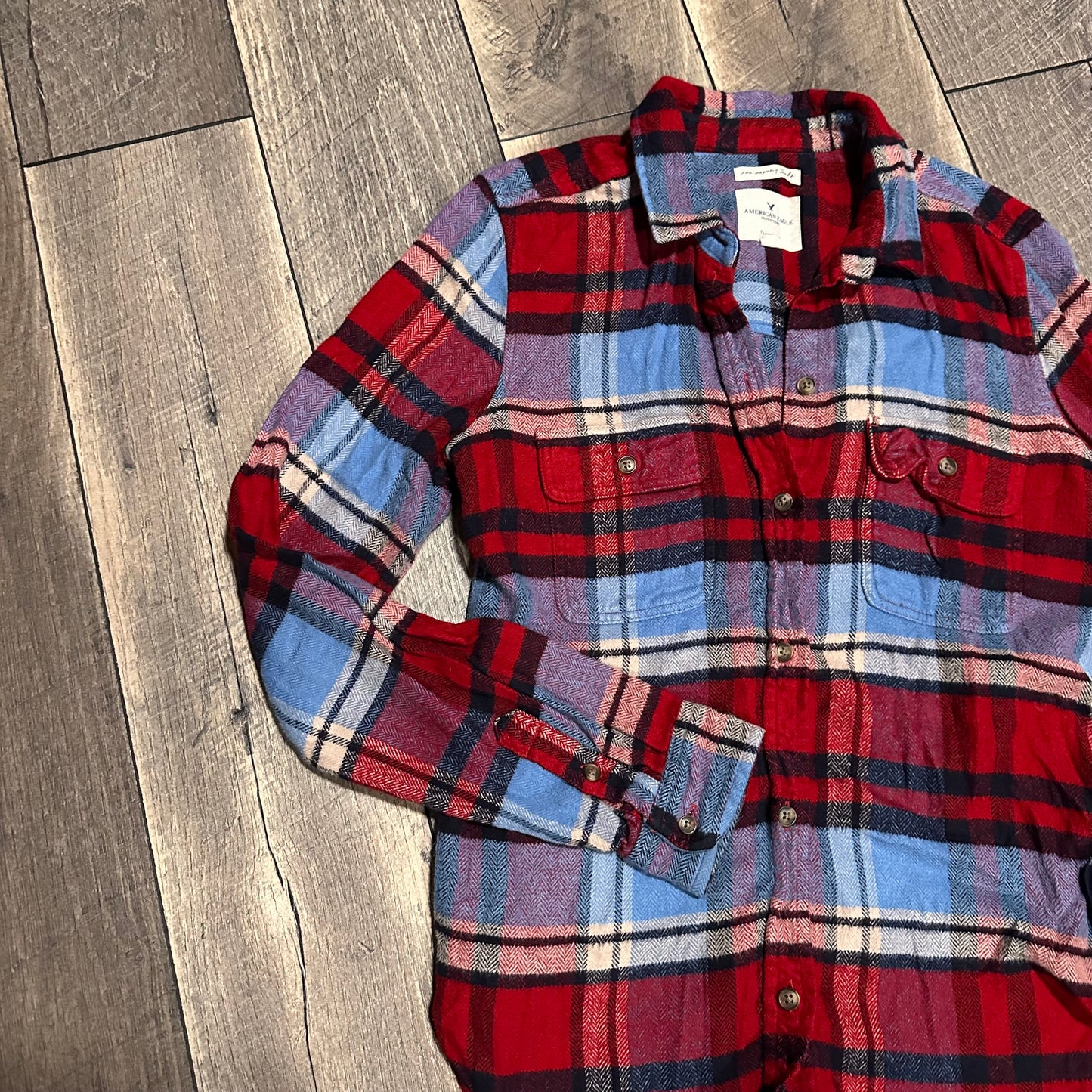 American Eagle Plaid Super Soft Button Down
