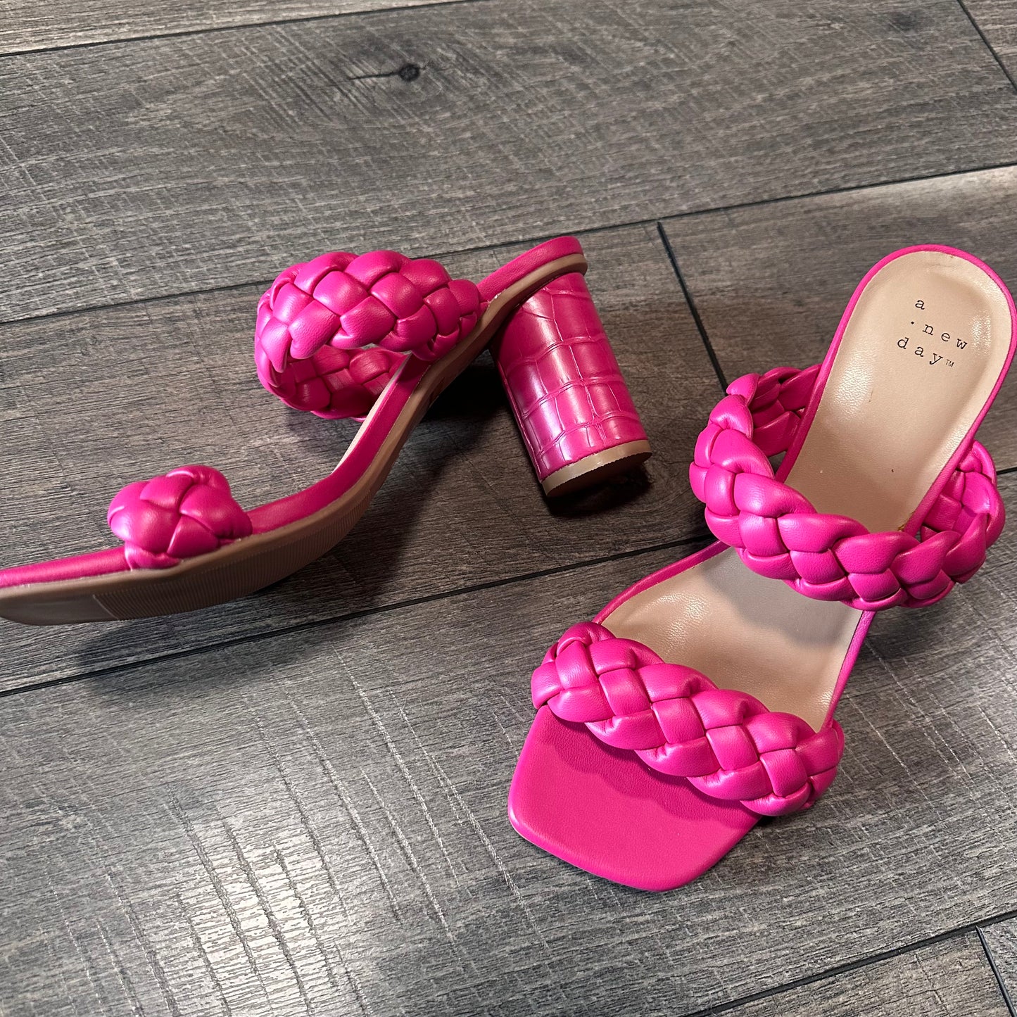 A New Day Hot Pink Braided Strap Heels