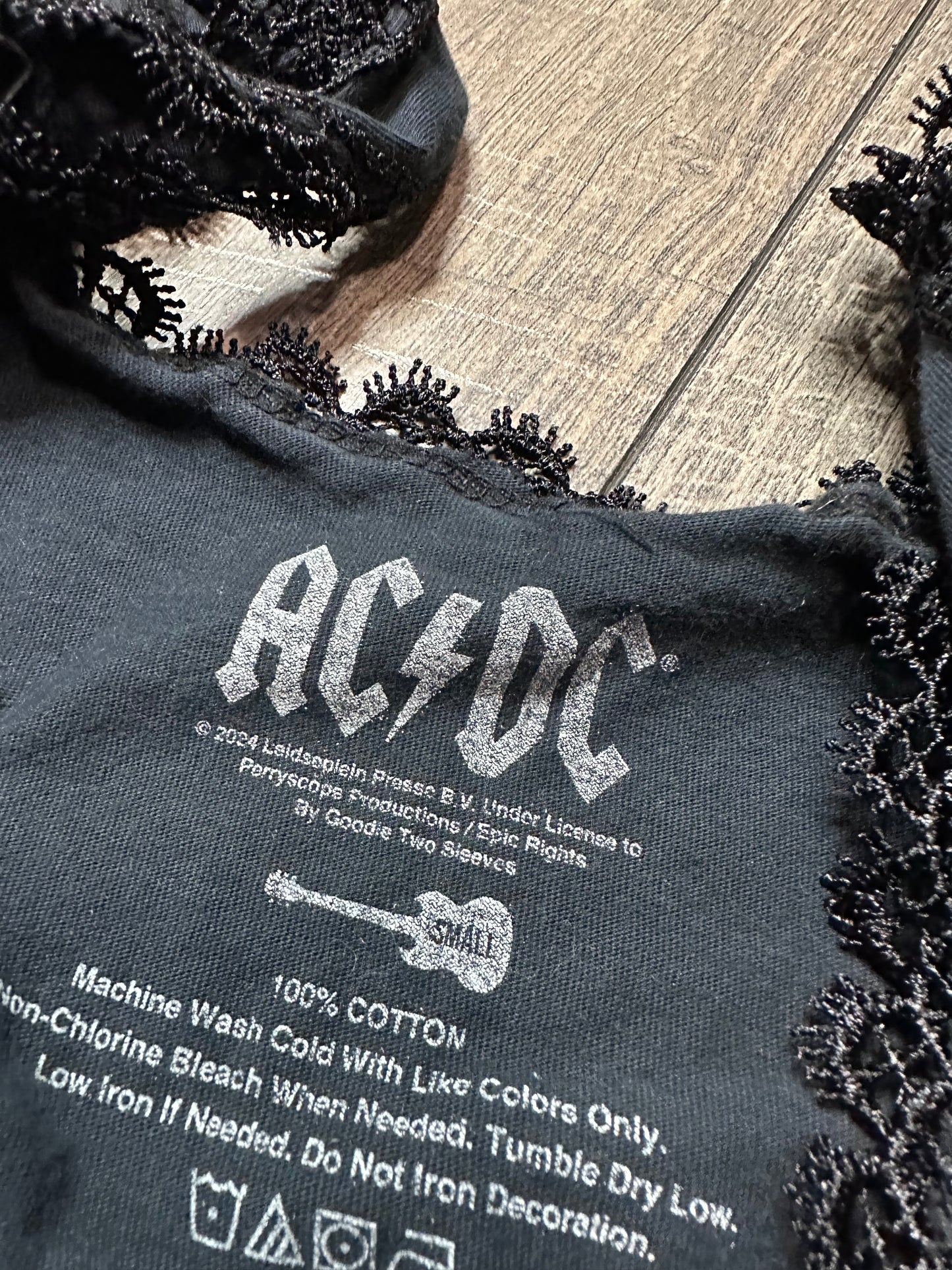 AC/DC Crop Lace Trim Tank Top