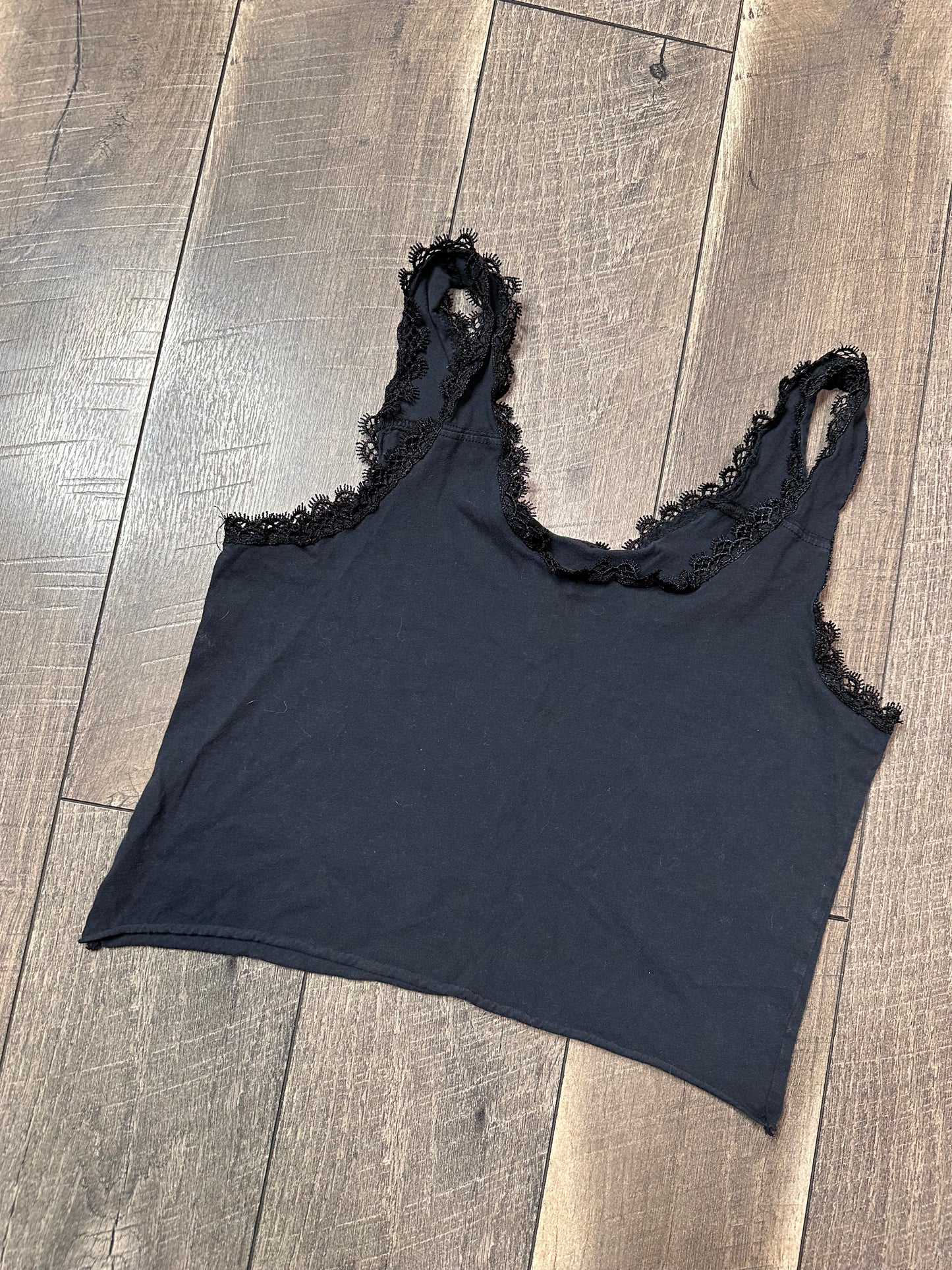 AC/DC Crop Lace Trim Tank Top