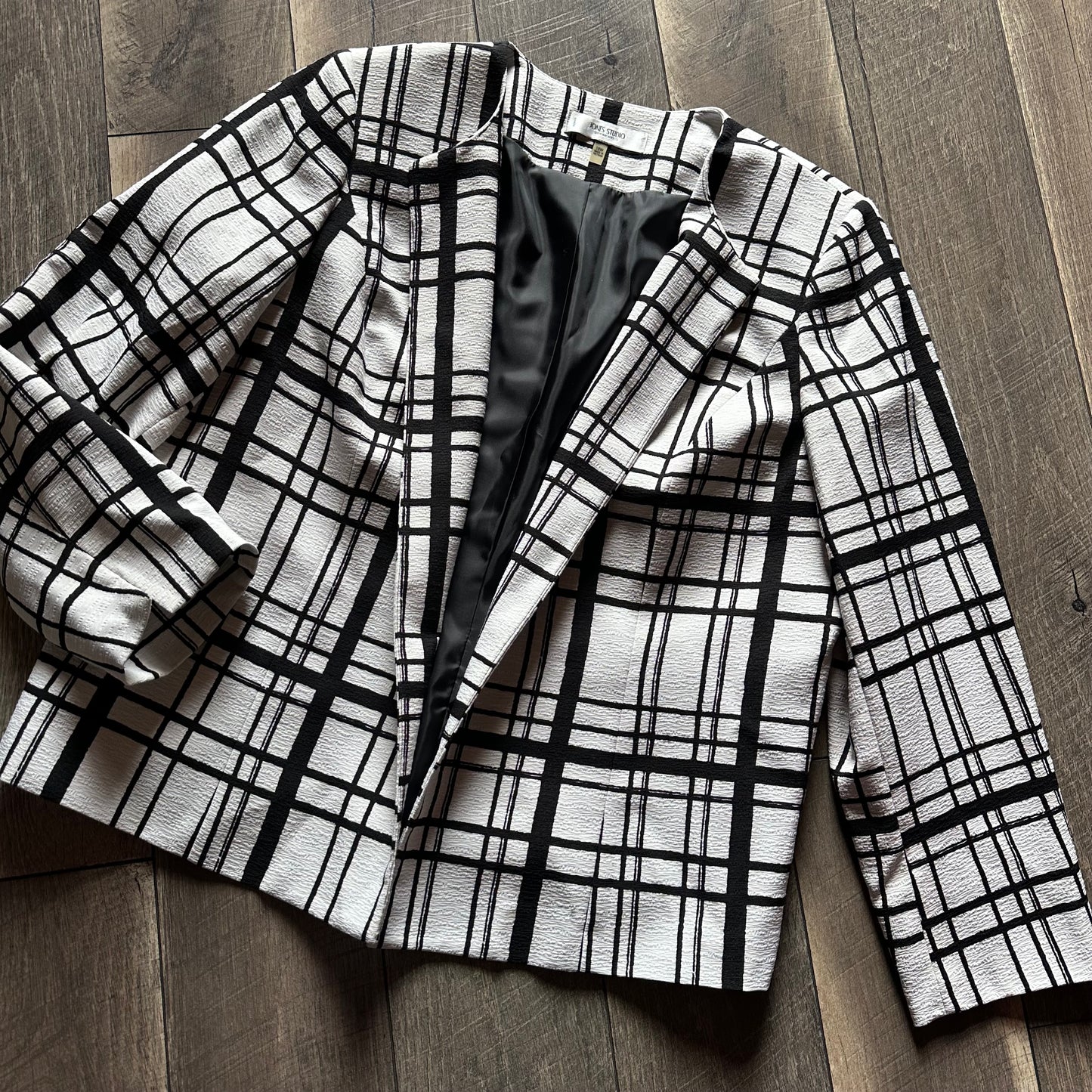 Jones Studio Plaid Open Blazer