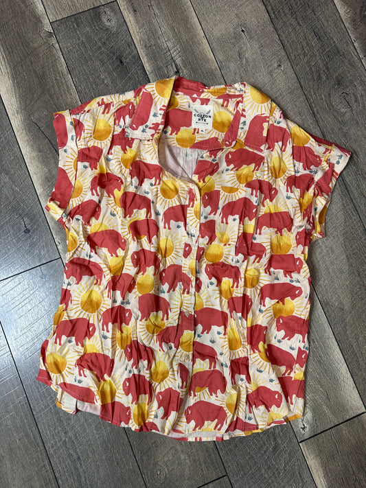 Cotton Rye Button Down Bison Top