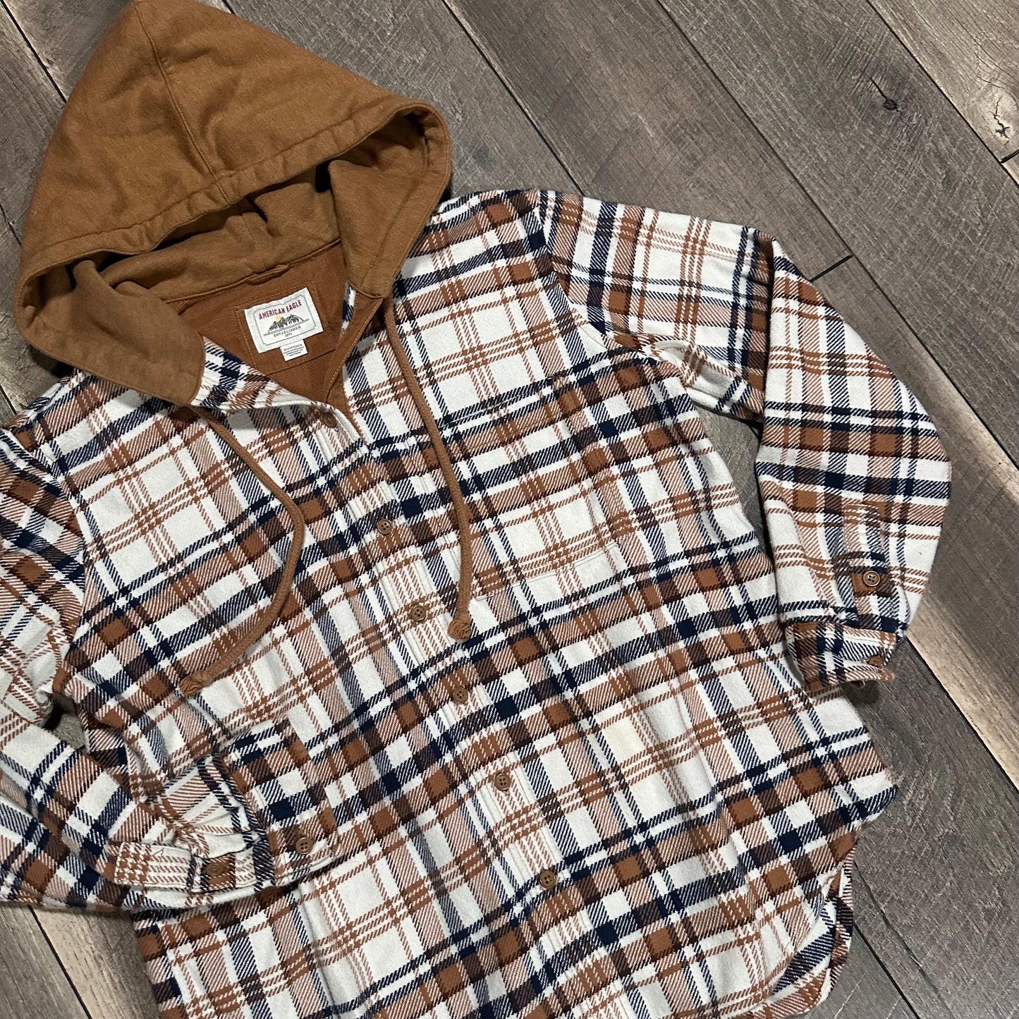 American Eagle Oversized Hooded Button Down