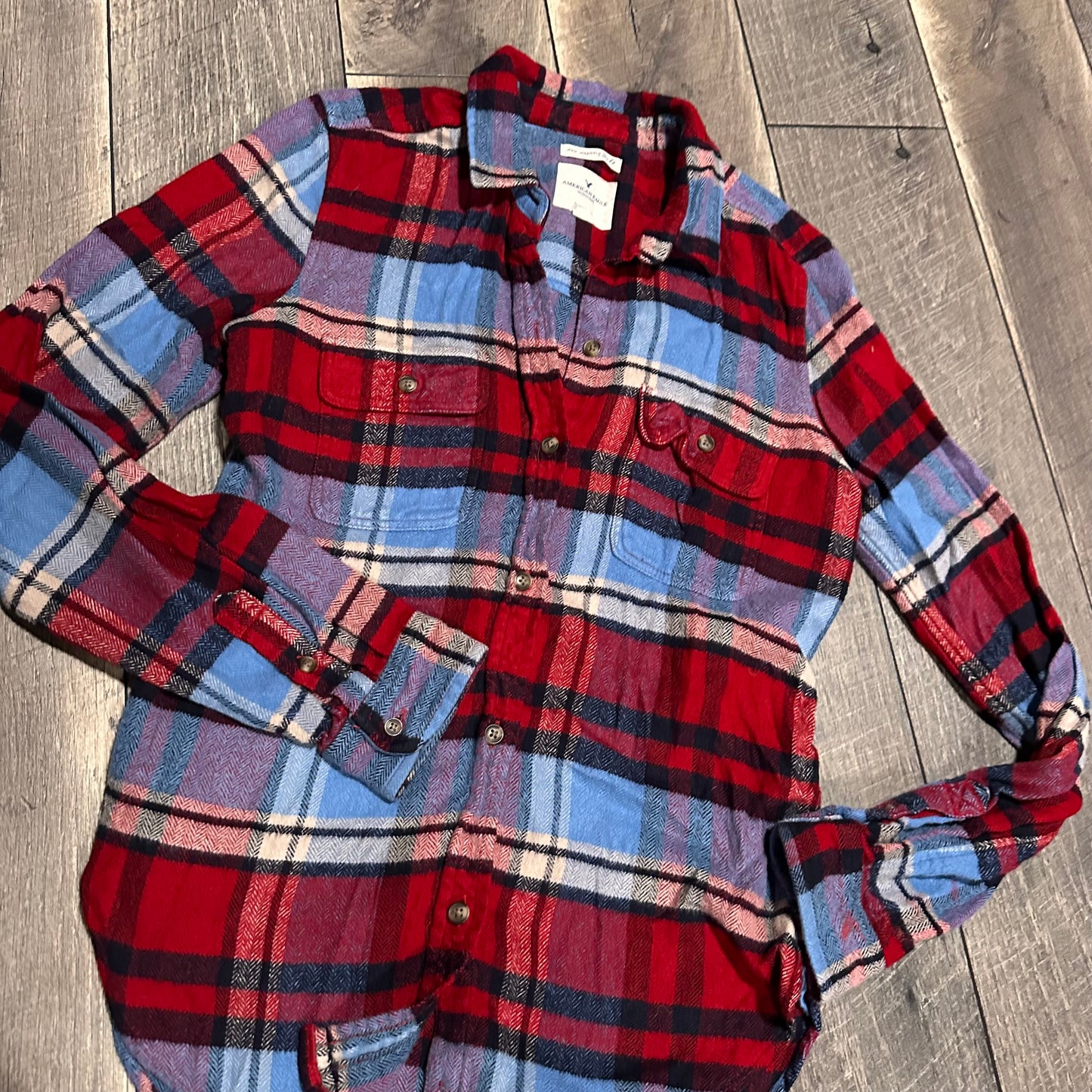 American Eagle Plaid Super Soft Button Down