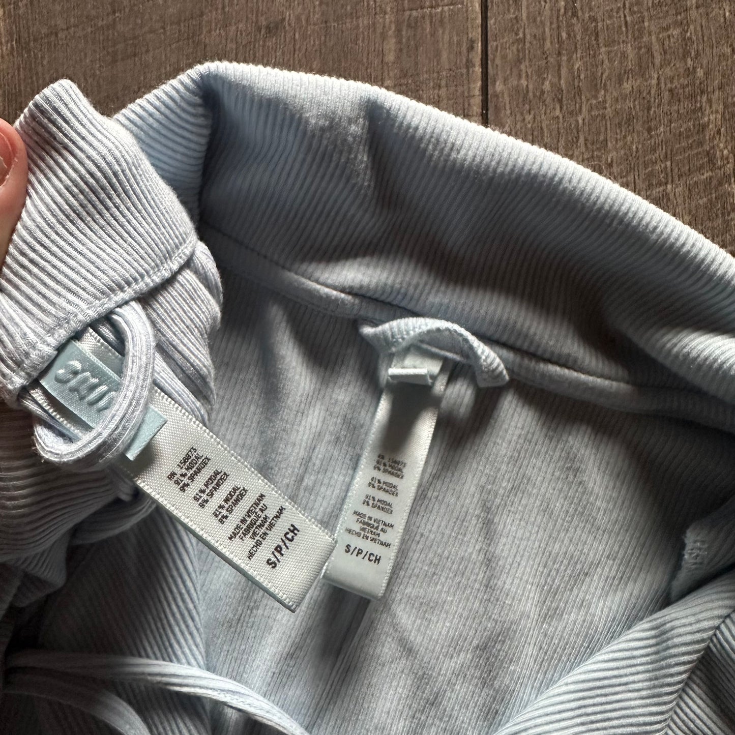 Skims Sky Blue Ribbed Pajama Set (like new)