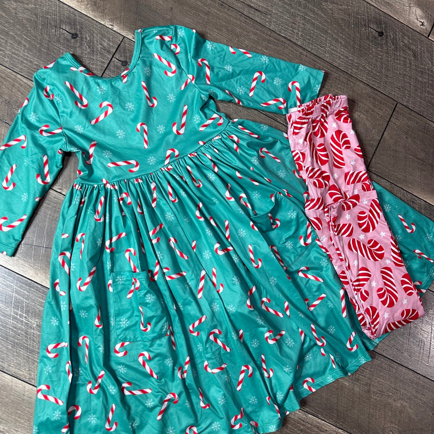 Mila & Rose Candy Cand Dress + Leggings Outfit