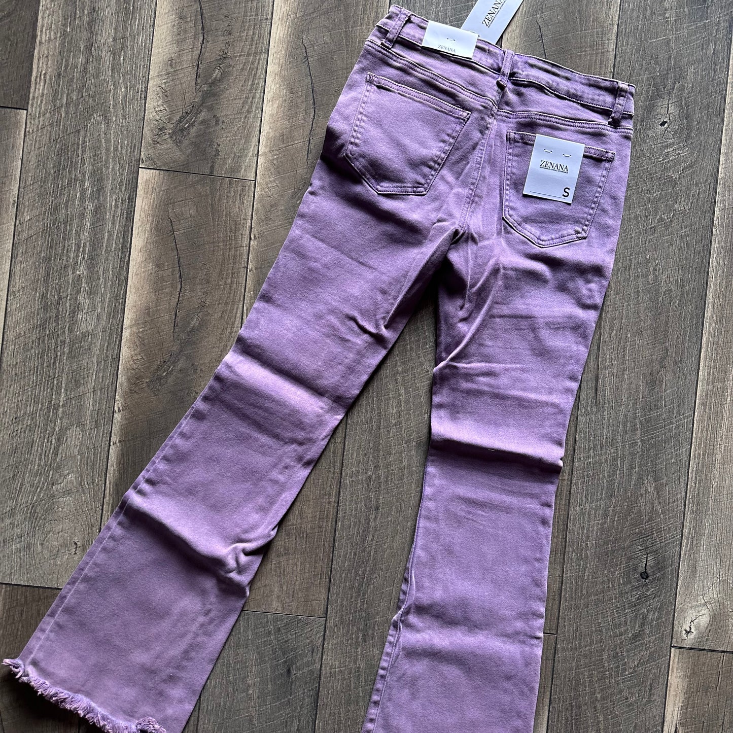 Zenana Purple Raw Hem Flares