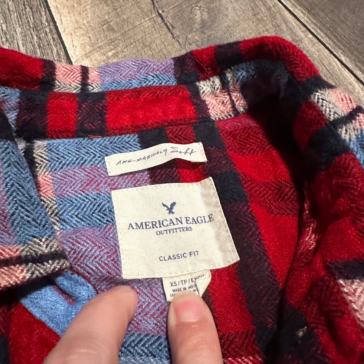 American Eagle Plaid Super Soft Button Down