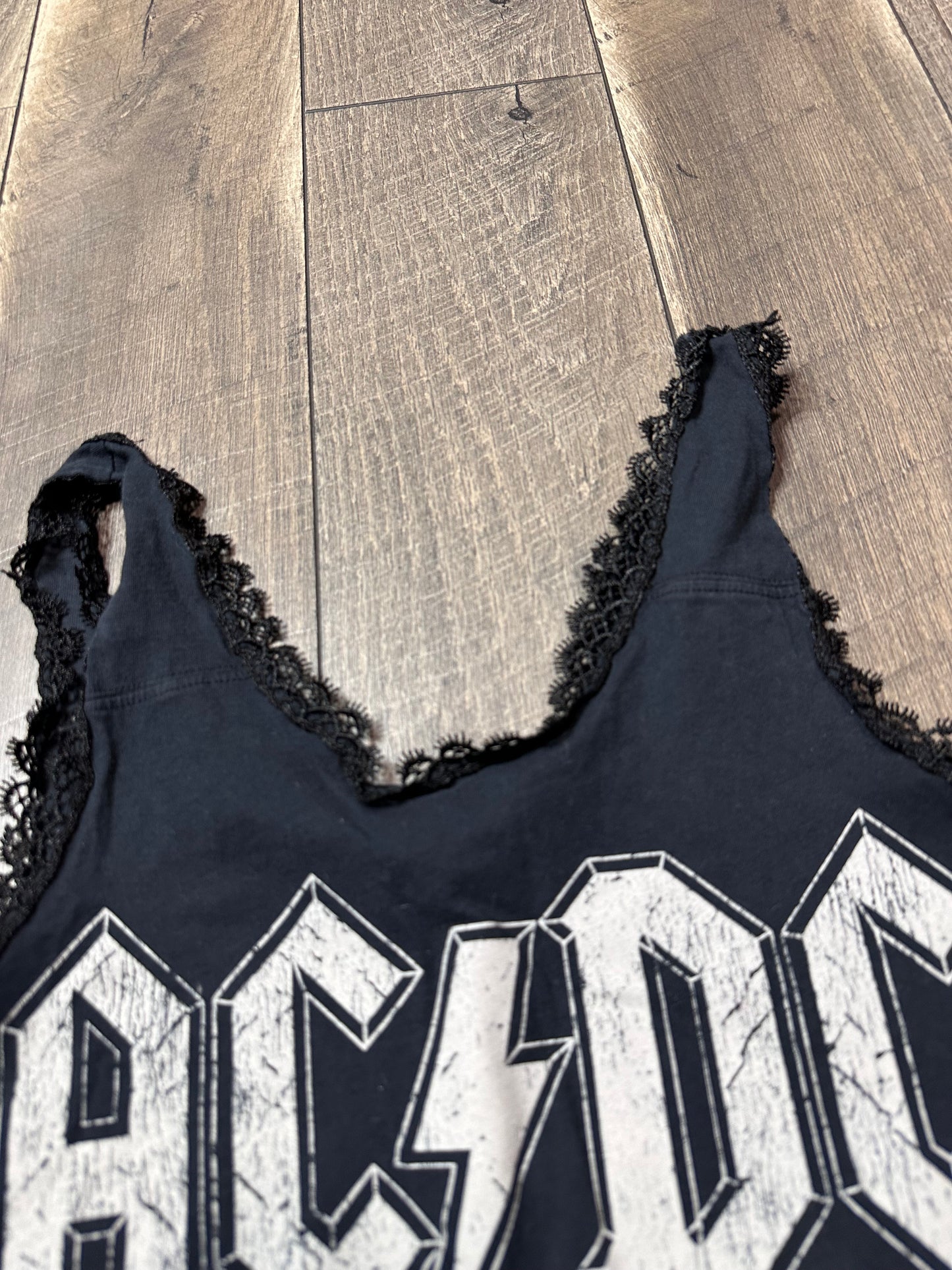 AC/DC Crop Lace Trim Tank Top
