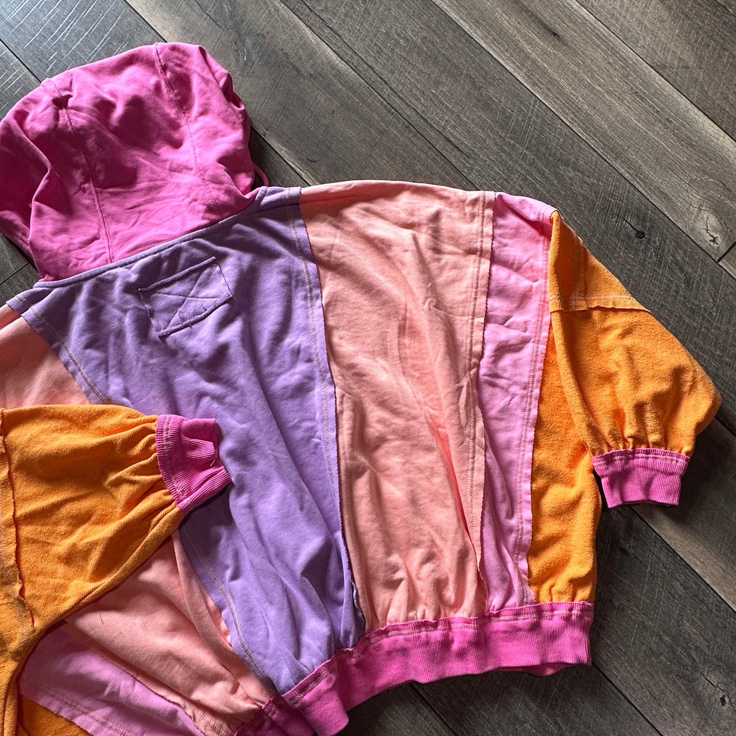 BiBi Super Oversized Colorblock Terry Zip Hooded Jacket (new with tags)